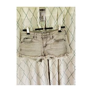 Gray Fringe/Cut-off Mini Shorts